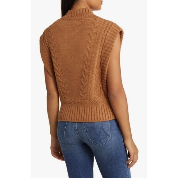 💕WIT & WISDOM💕 Cable Stitch Mock Neck Sweater Vest ~ Nutmeg Brown XL NWT - Picture 3 of 14